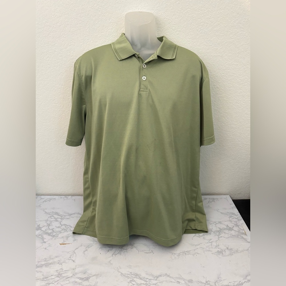 Junction West Mens Polo Shirt Size XL  Short Sleeve Green Striped Collared​